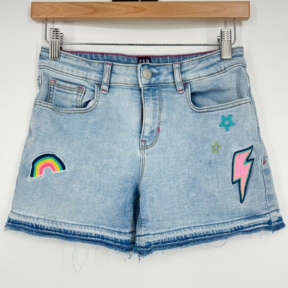 Gap Girl's Embroidered‎ Rainbow Sunshine Stretch Shortie Short Size 14 - Picture 1 of 8